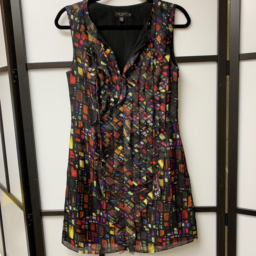 Ted Baker London Colorful Black KAHWIN Dress S (US 4-6 / UK 10)